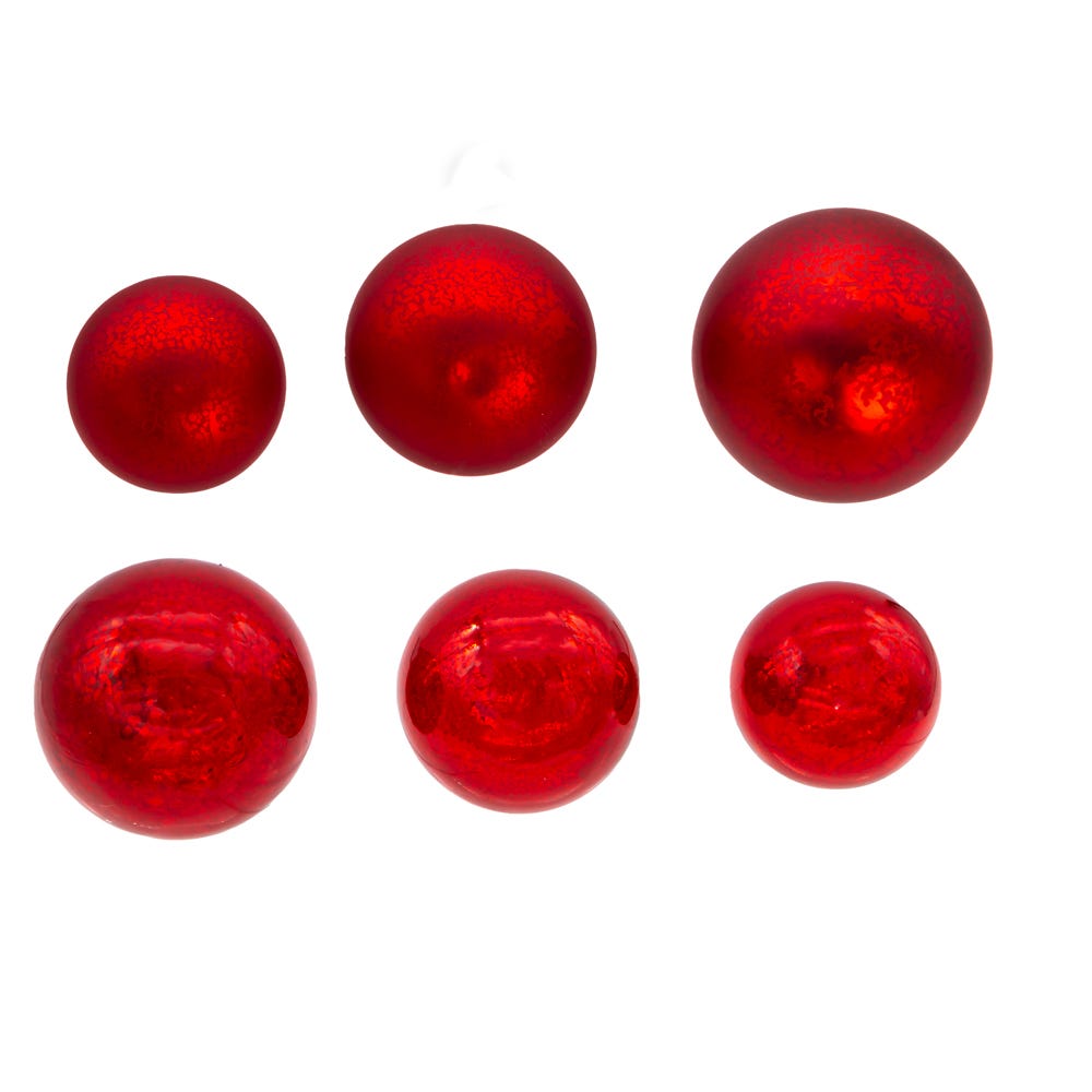 Kurt Adler 60-80 MM Glass Shiny and Matte Red Mercury Ball Ornaments, 20-Piece Set